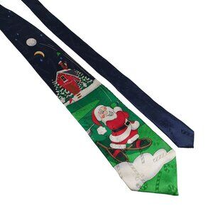 Yule Tie Greetings Hallmark Men Necktie Tie Golfing Santa Holiday Christmas Gift